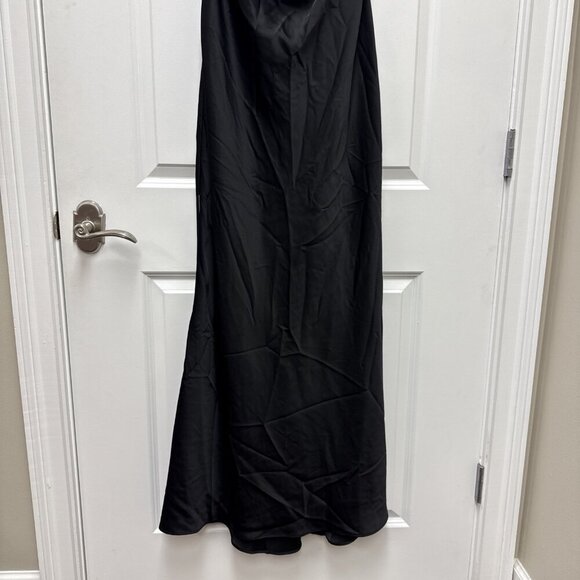 Betsy & Adam Size 10 Black Pavé-Bead Rhinestone Satin Halter Ball Gown Dress NWT - Picture 7 of 14